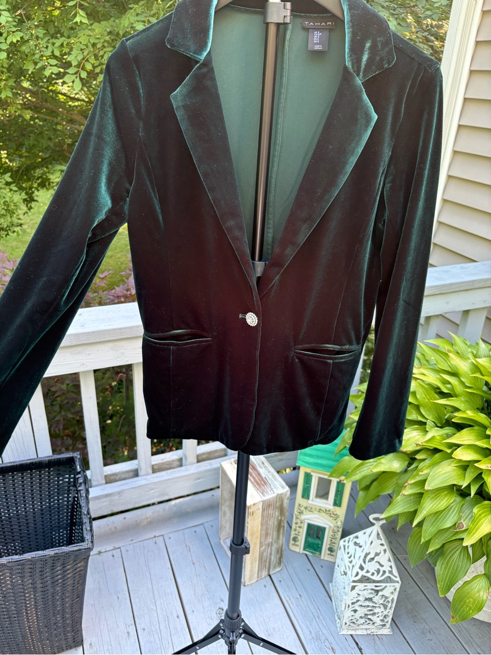 Tahari Teal Velvet Blazer - Picture 4 of 6